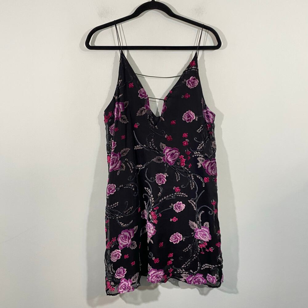 Wild Pearl Women's Multicolor Floral Burnout Velvet Tank Dress Size S Fairy